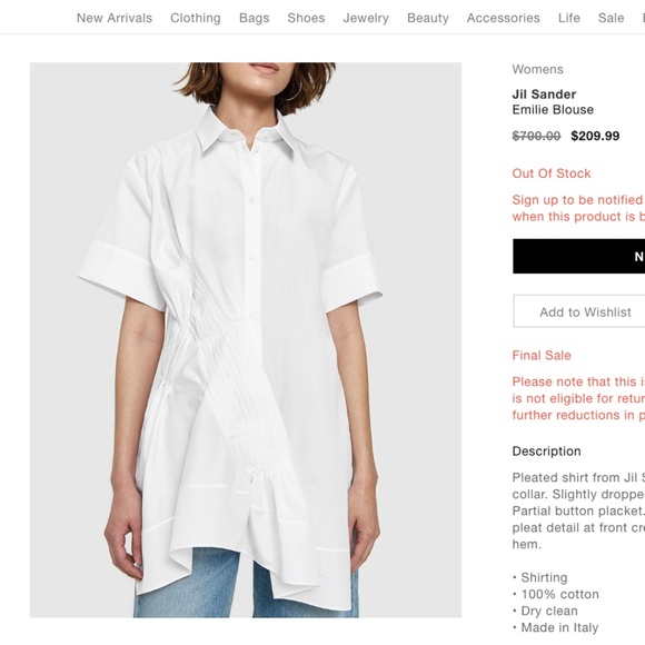 Jil Sander Tops - Jil Sander Emilie Blouse